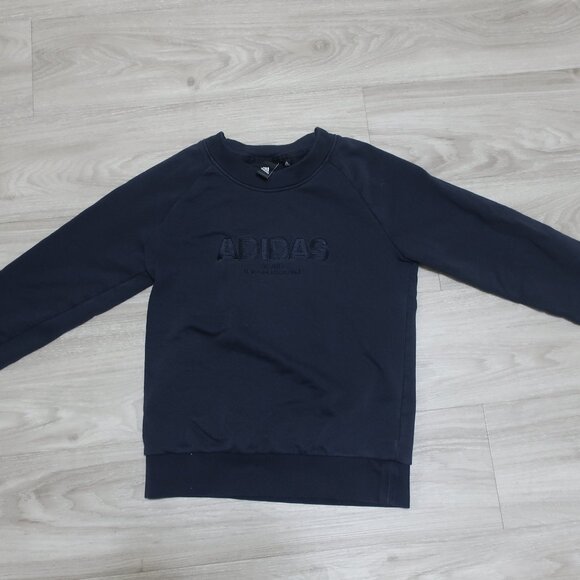 Navy Adidas French Terry Crewneck Sweater EUC - Picture 1 of 5